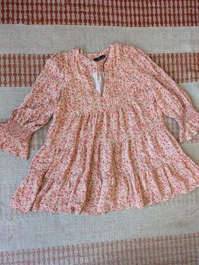 Pomander Place Tuckernuck Savannah Kenzo Mini Dress Floral Tiered 3/4 Sleeve XXL